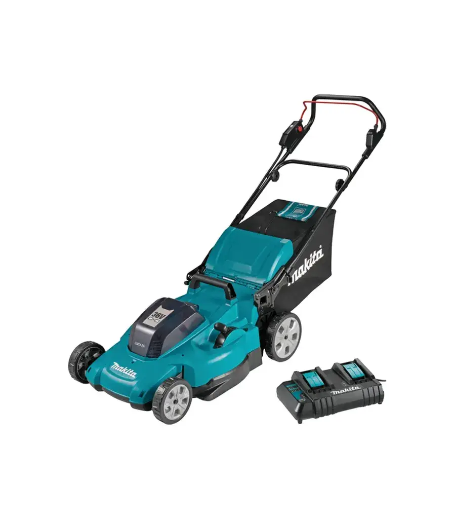 Makita Akumulatorska kosilica DLM538CT2, 18 + 18 V LXT + 2x Baterije, 18 V, 5.0 Ah + Dupli punjač, Plavo-crna