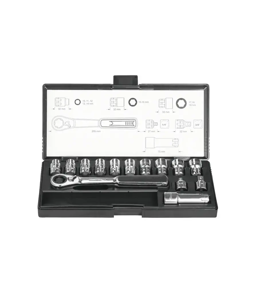 Makita Set nasadnih ključeva B-65595, 1/4", 3/8", 10-19 mm, 14 dijelova
