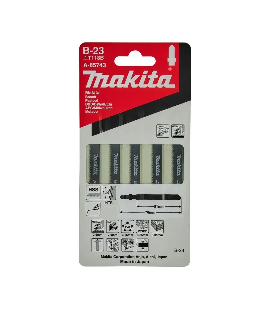 Makita Listovi za ubodnu pilu A-85743, 5 komada