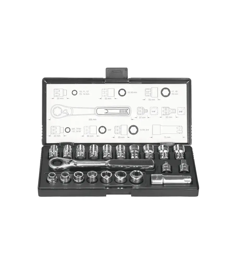 Makita Set nasadnih ključeva B-65604, 1/4", 3/8", 10-19 mm, 21 deo