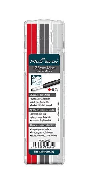 Pica Grafitne Mine Zamjenske Big Dry Crvene/Bijele/Sive 12/1