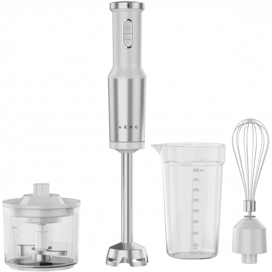 Aeno Set ,Ručni blender 1200 W Bijeli , Oštrica "Tiger Teeth", Mikser za jaja, Sjeckalica, Mjerna čaša