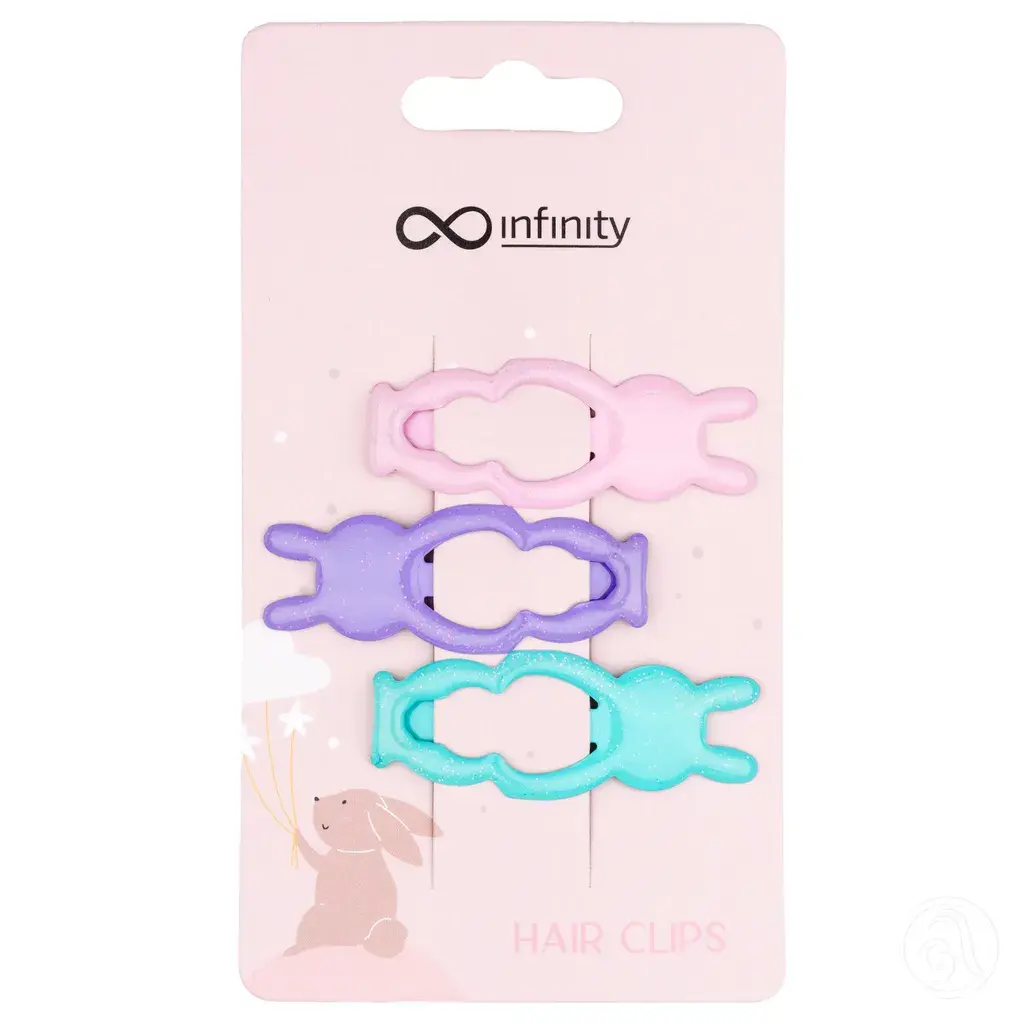 Infinity Šnalice za kosu Bunny, 3 Komada, Šarene