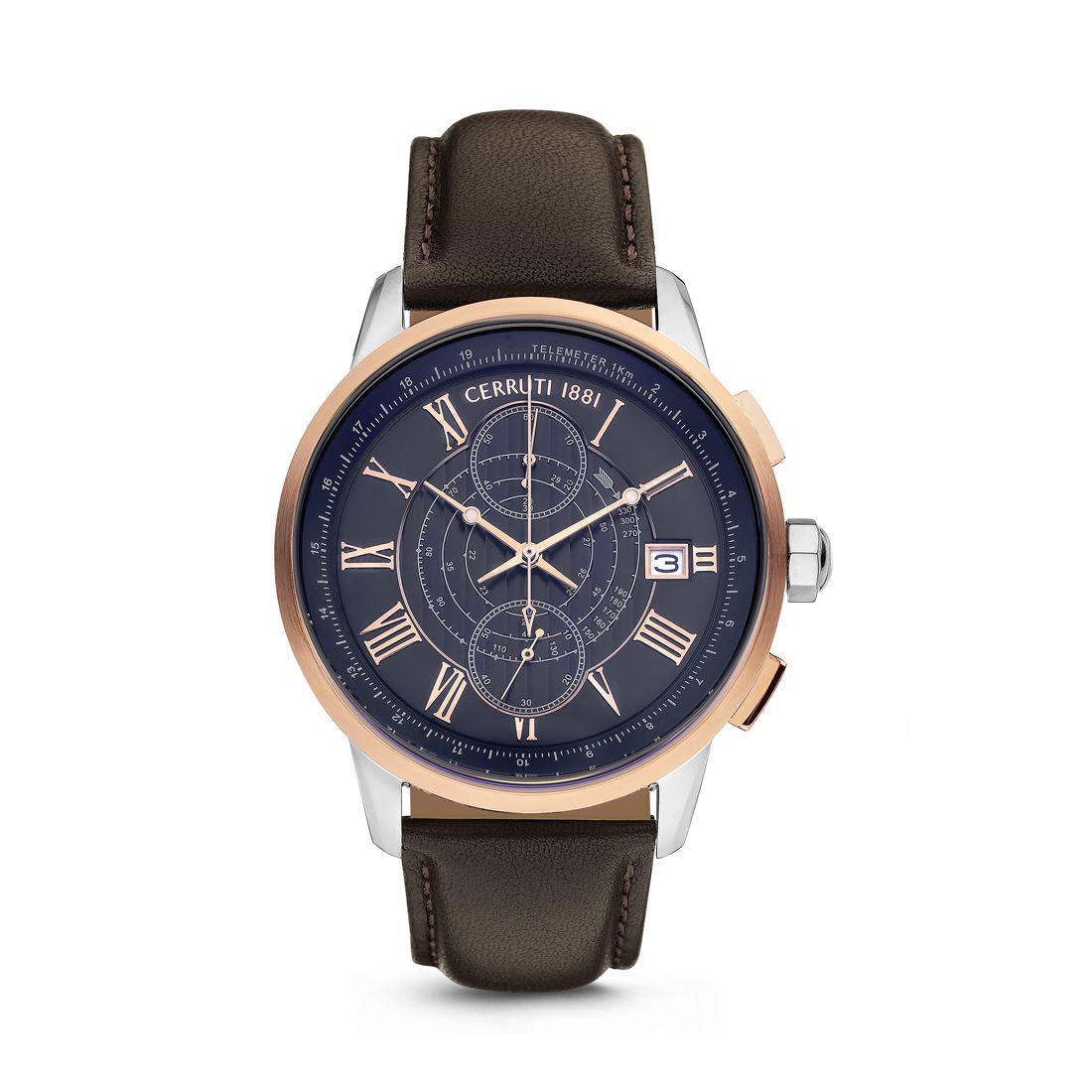 CERRUTI 1881 Muški ručni sat Mucciano CRA29301, Kvarcni mehanizam, Crno kućište, Smeđe boje