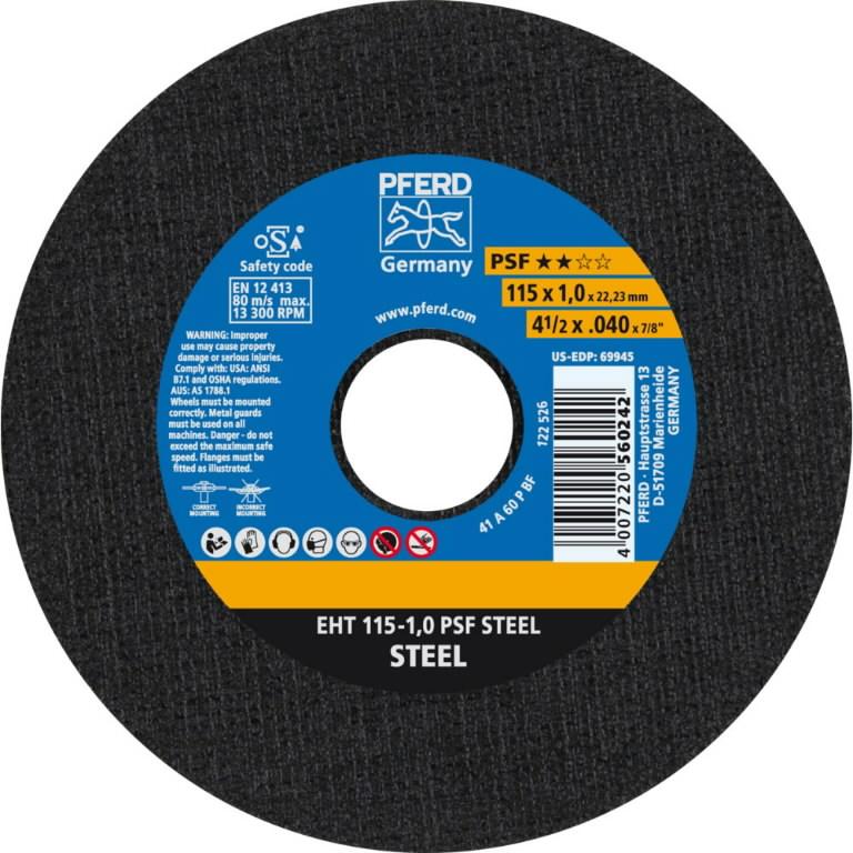 PFERD Ploča rezna eht 115-1,0 psf steel, Crna