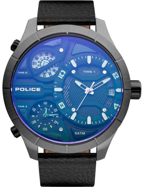 POLICE Muški ručni sat PEWJB2110640, Kvarcni mehanizam, Plavo kućište, Crni