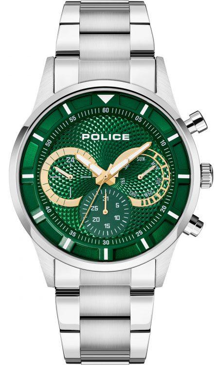 POLICE Muški ručni sat PEWJK20143001, Kvarcni mehanizam, Zeleno kućište, Srebrne boje