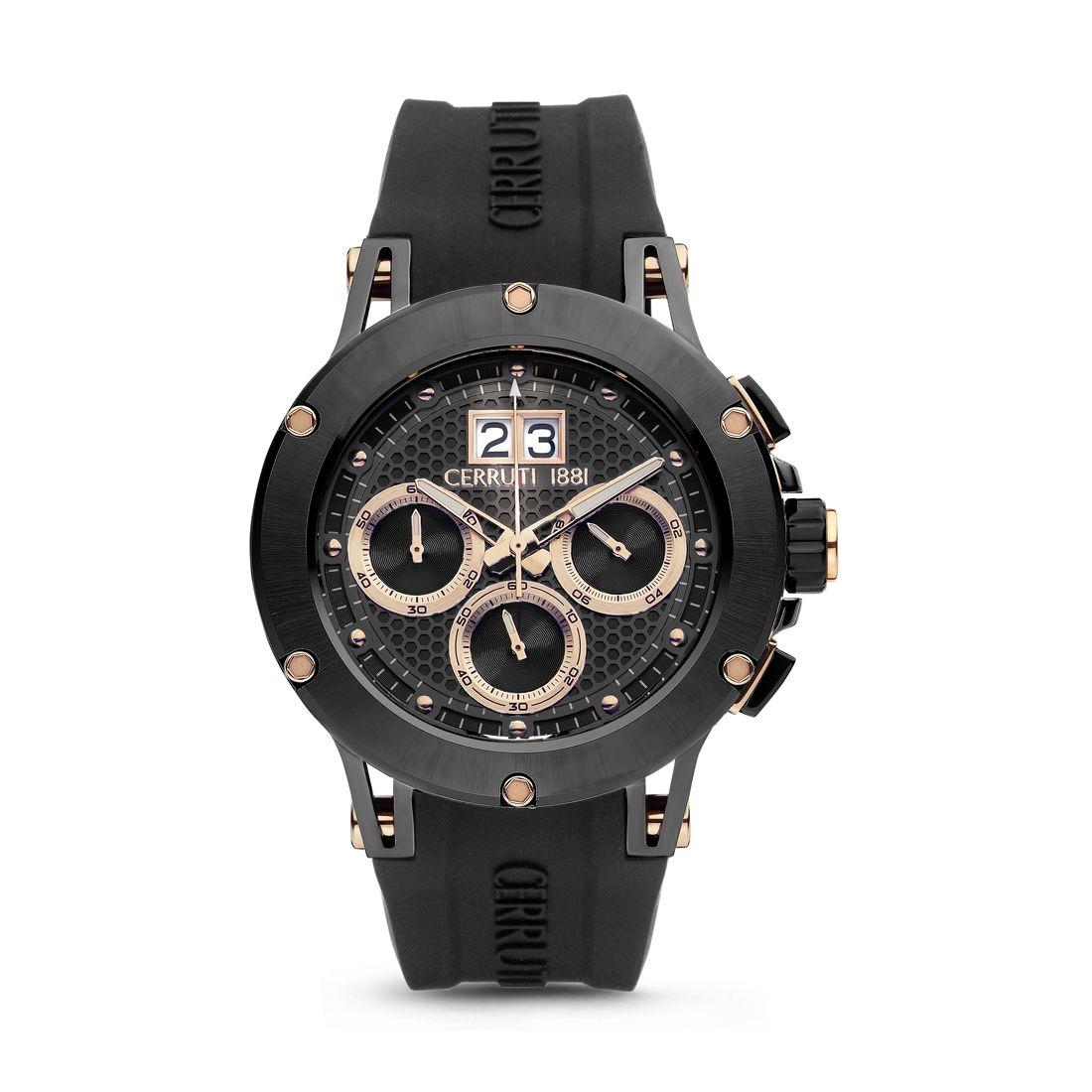 CERRUTI 1881 Muški ručni sat VELLETRI CRA29605, High-Performance Kvarcni mehanizam, Crno kućište, Crni