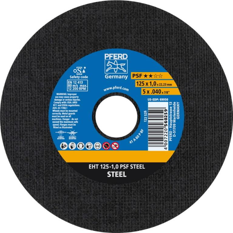 PFERD Ploča rezna eht 125-1,0 psf steel, Crna
