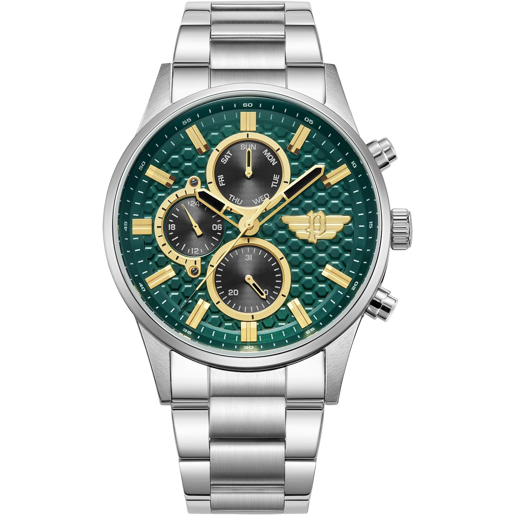 POLICE Muški ručni sat PEWJK2229406, Kvarcni mehanizam, Zeleno kućište, Srebrne boje