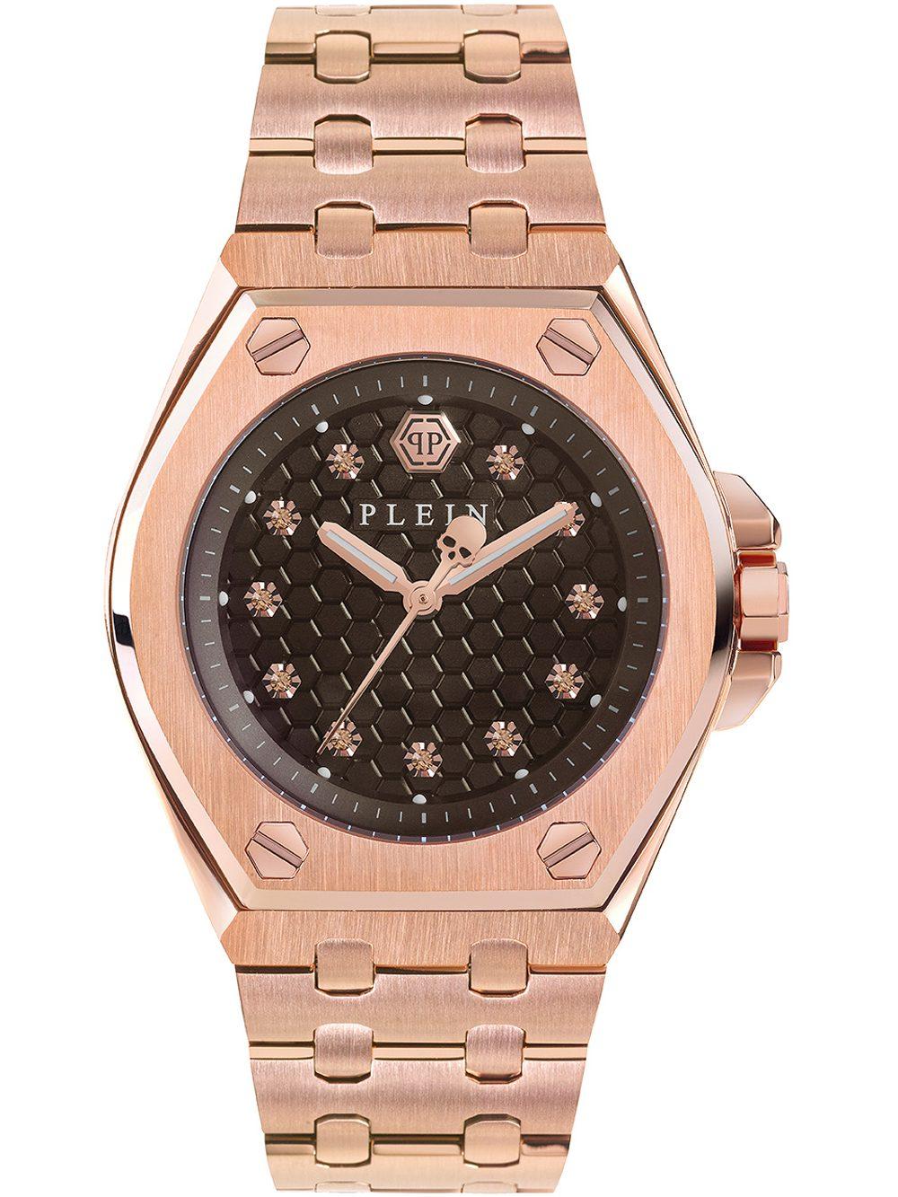 PHILIPP PLEIN Ženski ručni sat PWJAA0522, Kvarcni mehanizam, Smeđe kućište, Rose gold