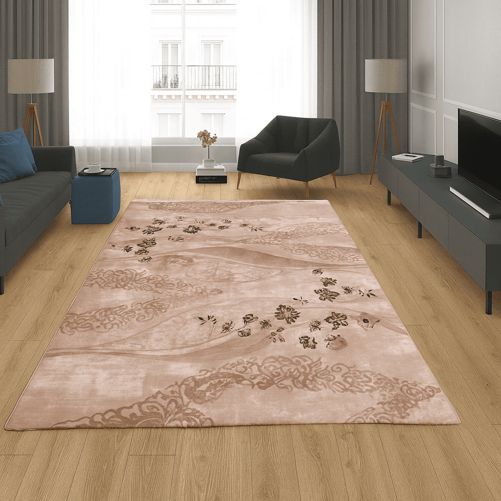 Merinos Končani tepih Cvjetni valovi, 200x290 cm, Krem