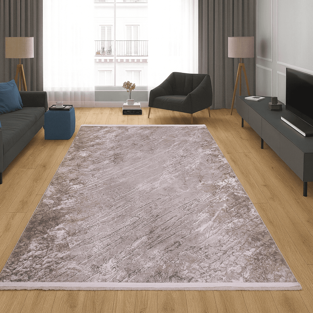 Končani tepih - Kameni reljef - 133x190 cm, Sivi