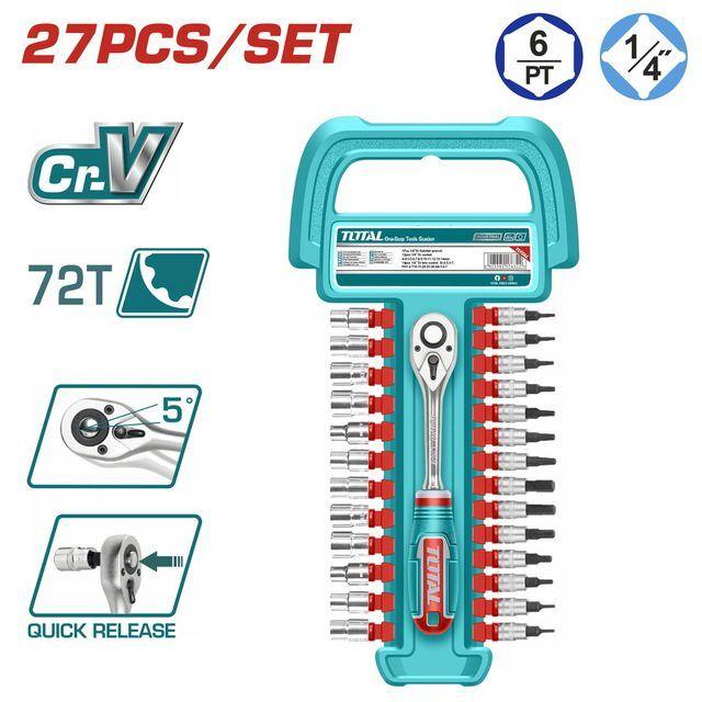Total Tools Set nasadnih ključeva, 1/4", 27 Komada