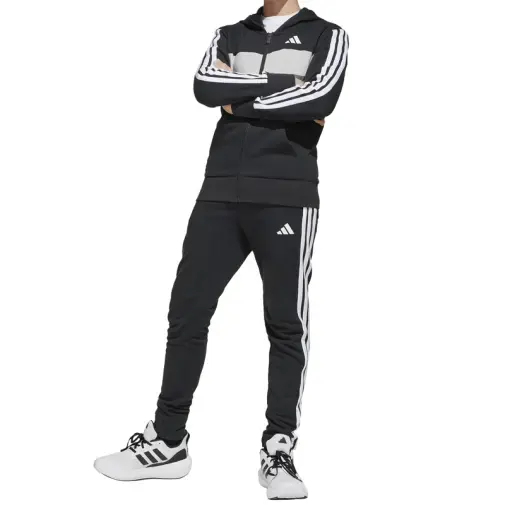 Adidas trenerka za dječake J 3S Tib Fl Ts Crna/Bijela/Gretwo, Crna