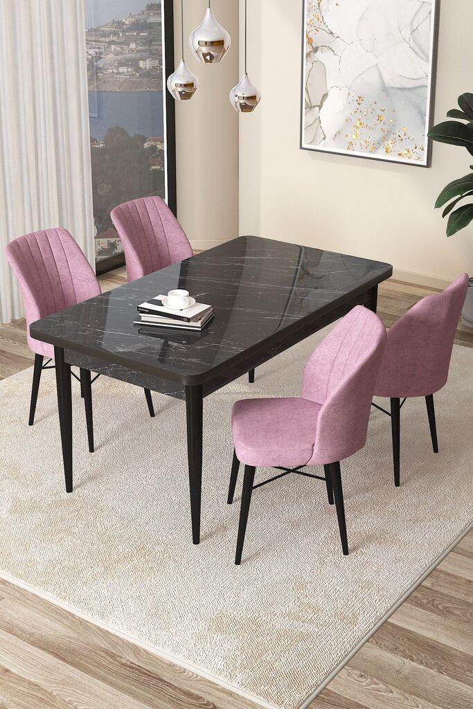 Hanah Home Set Trpezarijski sto i 4 stolice Arp, crna i roza