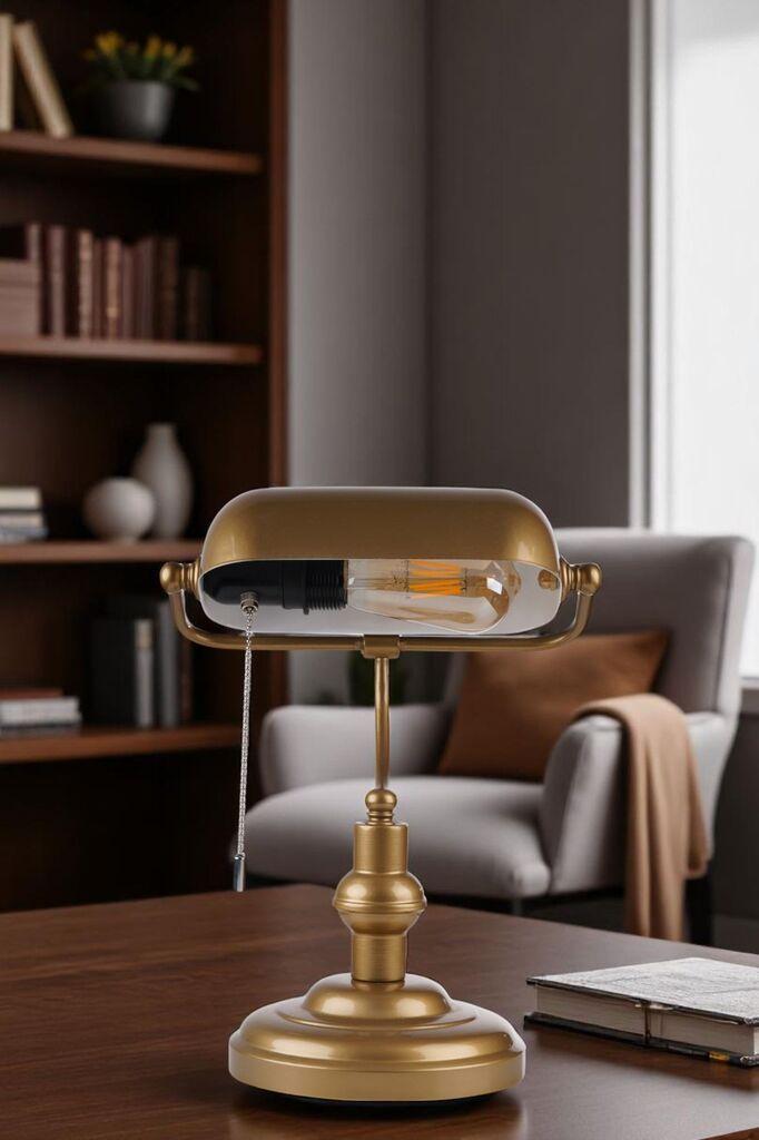 Opviq Stolna lampa Banker, Zlatne boje