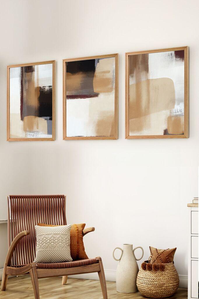 Wallity Set uramljenih MDF slika Myk3012-1, 3 dijela