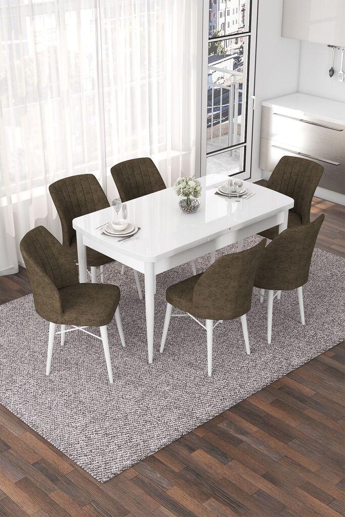 Hanah Home Set Trpezarijski sto i 6 stolica Neff, smeđe-bijela