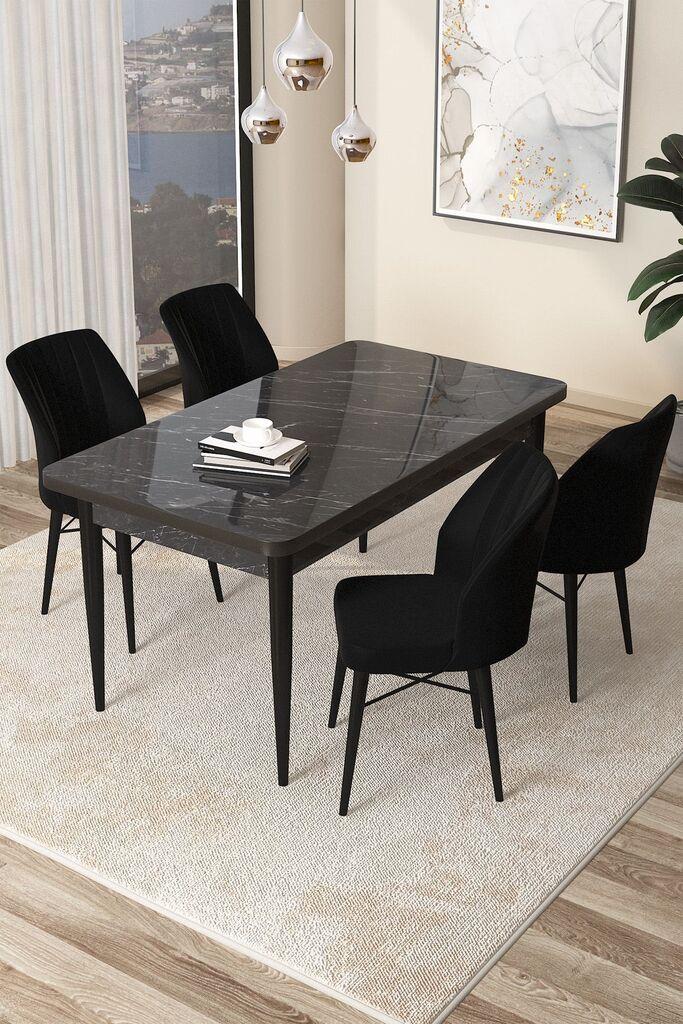 Hanah Home Set Trpezarijski sto i 4 stolice Arp, crna