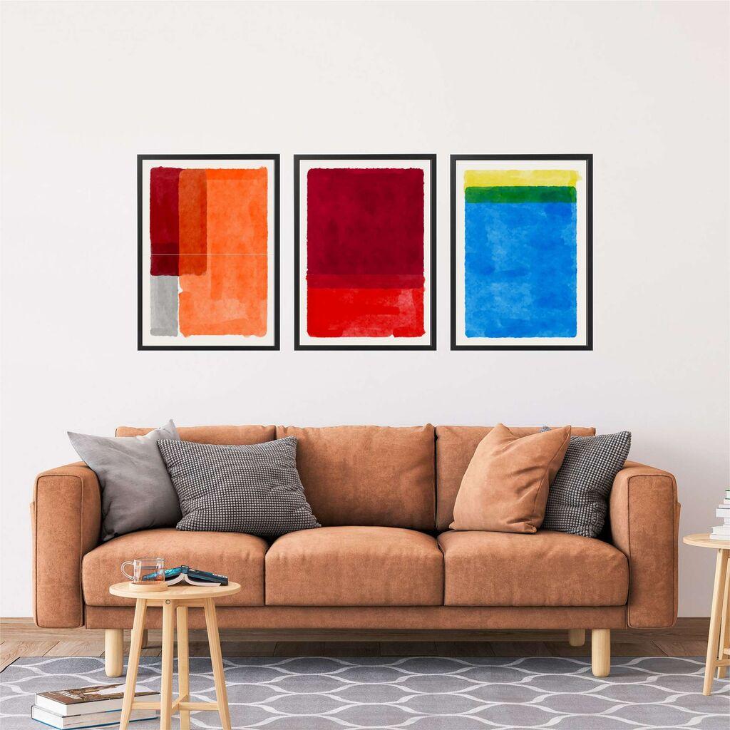 Wallity Ukrasne uramljene slike, 50x70cm, 3 komada, Šarene