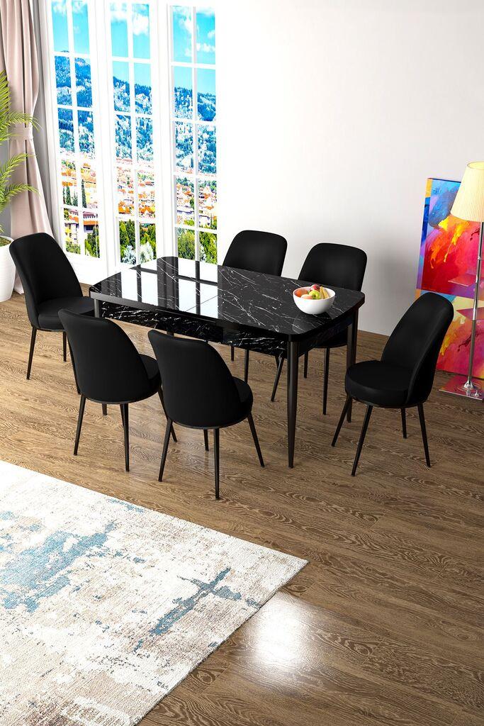 Hanah Home Set Trpezarijski sto i 6 stolica Zen, crna
