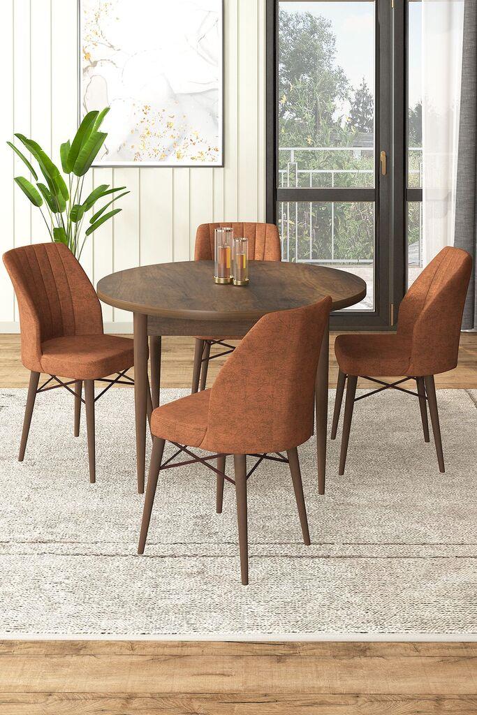 Hanah Home Set Trpezarijski sto i 4 stolice, Terakota