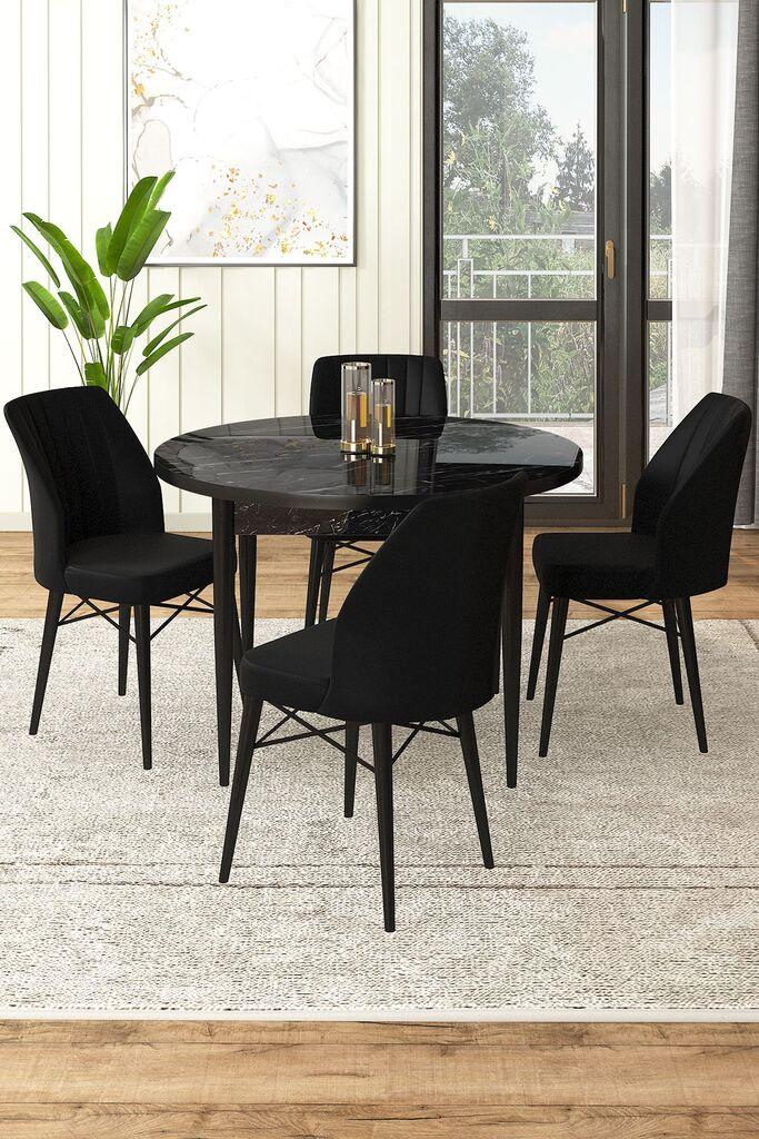 Hanah Home Set Trpezarijski sto i 4 stolice, crna