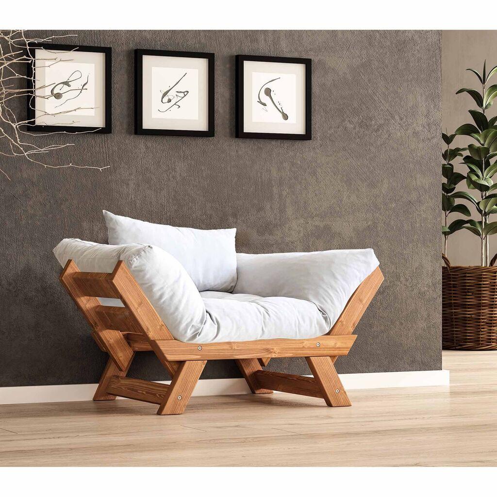 Hanah Home Vrtna sofa s jednim sjedištem i jastukom, tikovina i bijela