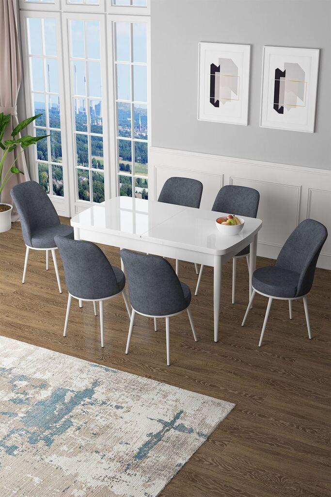 Hanah Home Set Trpezarijski sto i 6 stolica Zen, sivo-smeđa
