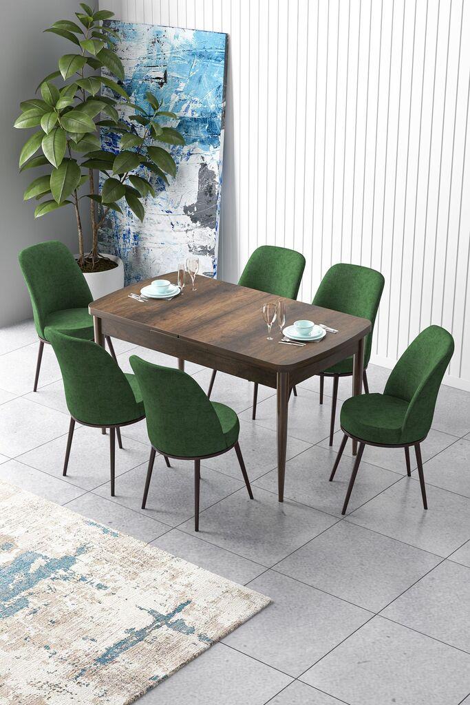 Hanah Home Set Trpezarijski sto i 6 stolica Zen, zeleno-smeđa