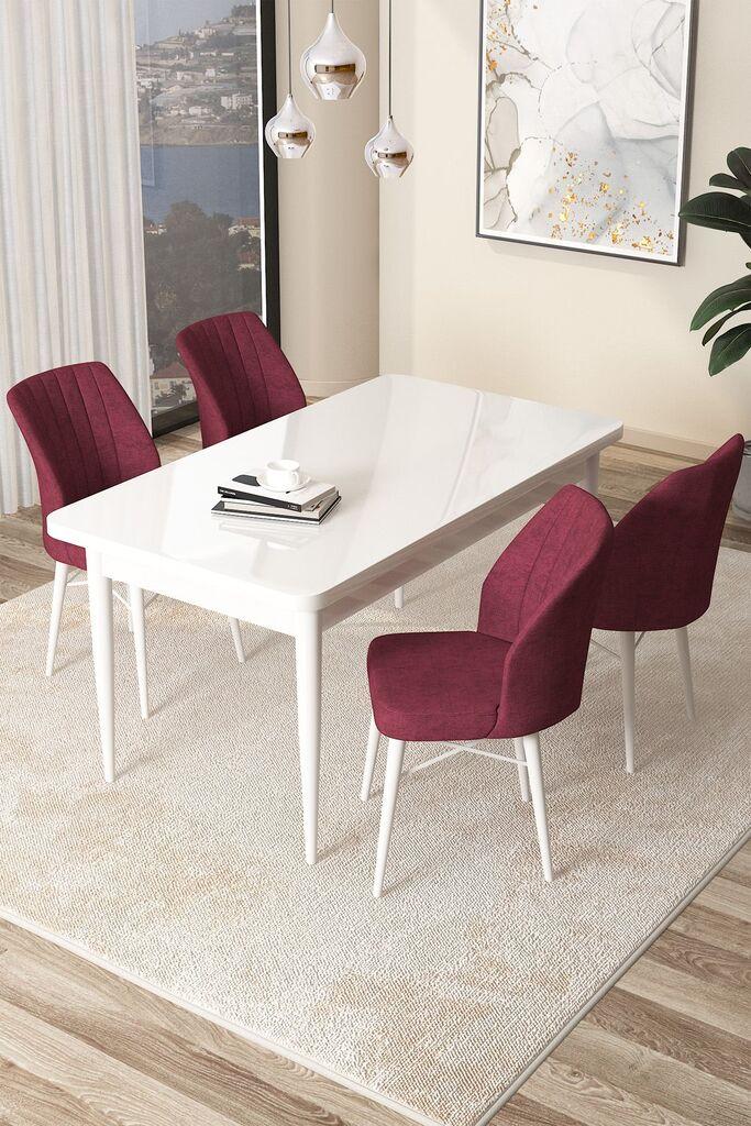 Hanah Home Set Trpezarijski sto i 4 stolice Arp, Bordo-bijela