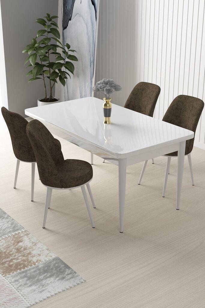 Hanah Home Set Trpezarijski sto i 4 stolice Nile, smeđe-bijela