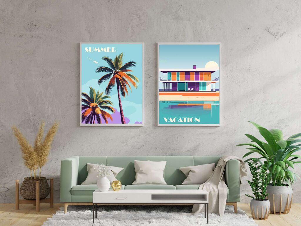 Wallity Ukrasne uramljene slike, 50x70cm, 2 komada, Šarene