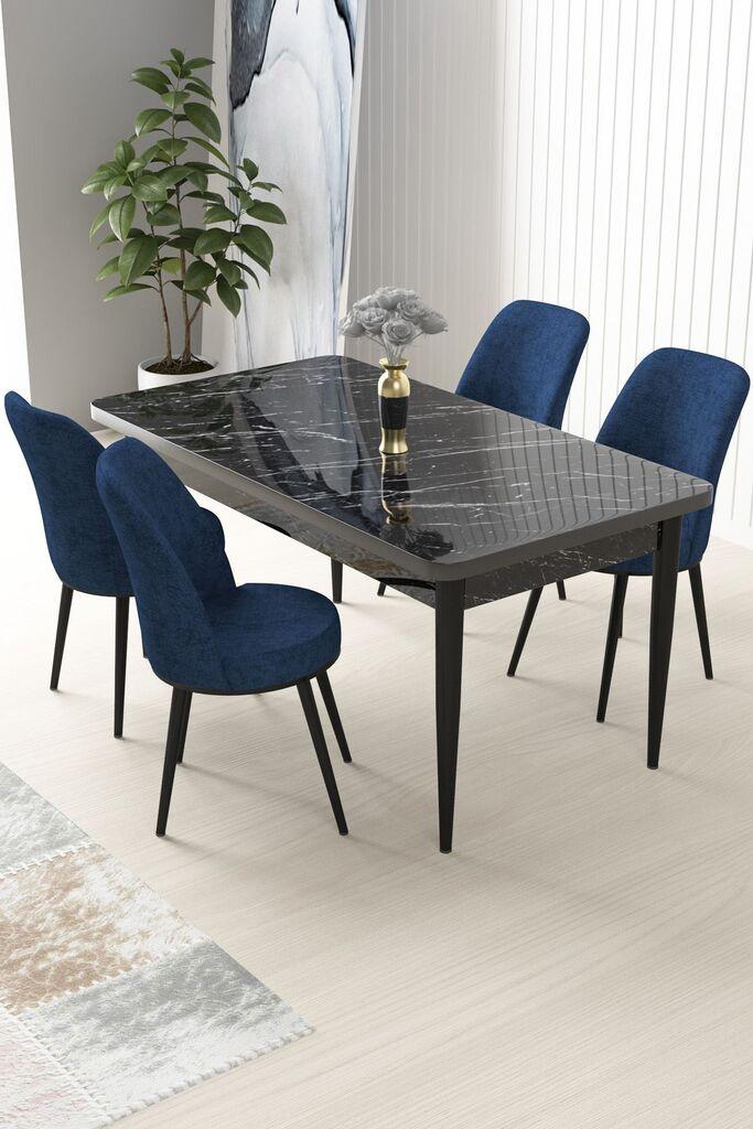 Hanah Home Set Trpezarijski sto i 4 stolice Nile, tamnoplava