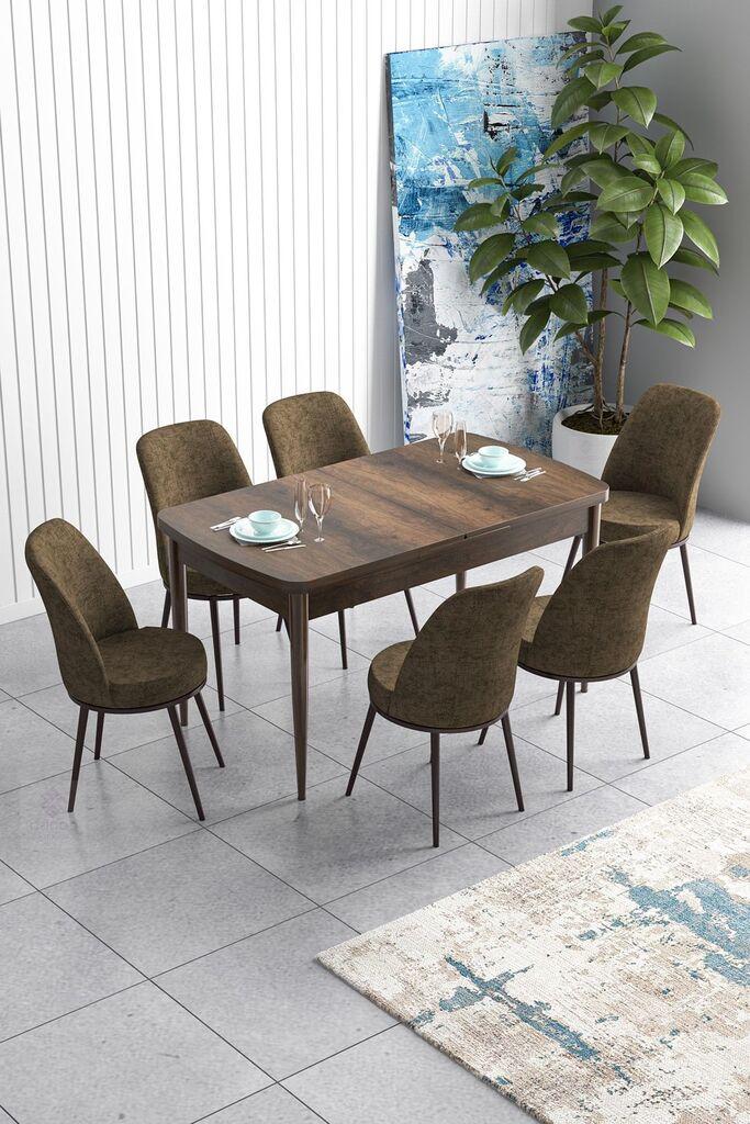 Hanah Home Set Hanah trpezarijski sto i 6 stolica, smeđa
