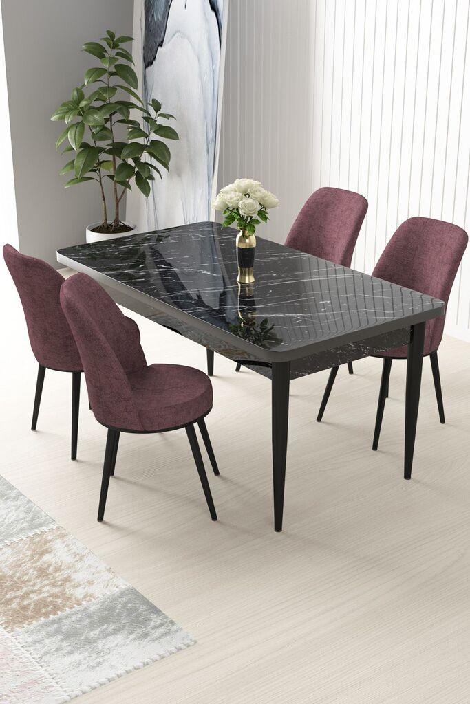 Hanah Home Set Trpezarijski sto i 4 stolice Nile, prljavo roze