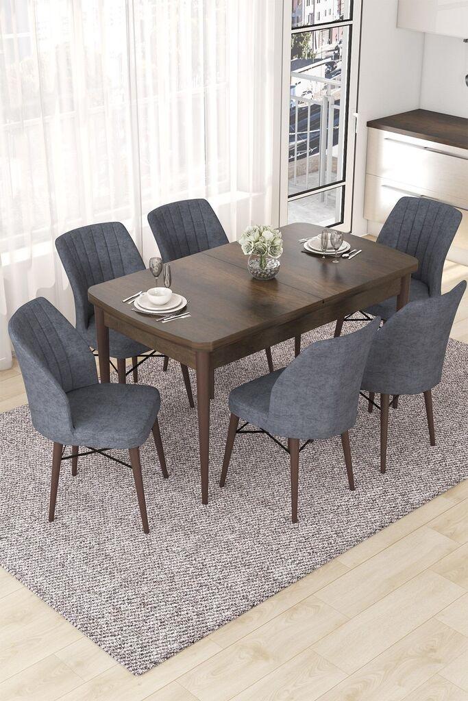 Hanah Home Set Trpezarijski sto i 6 stolica Nef, sivo-smeđa