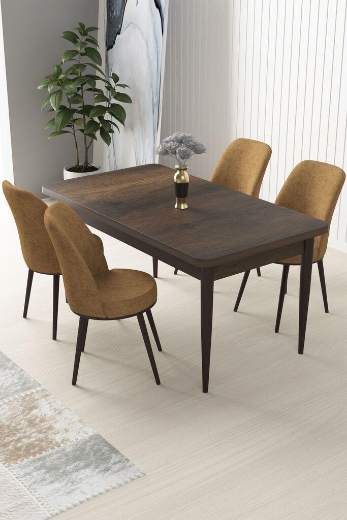 Hanah Home Set Trpezarijski sto i 4 stolice Nile, oker-smeđa