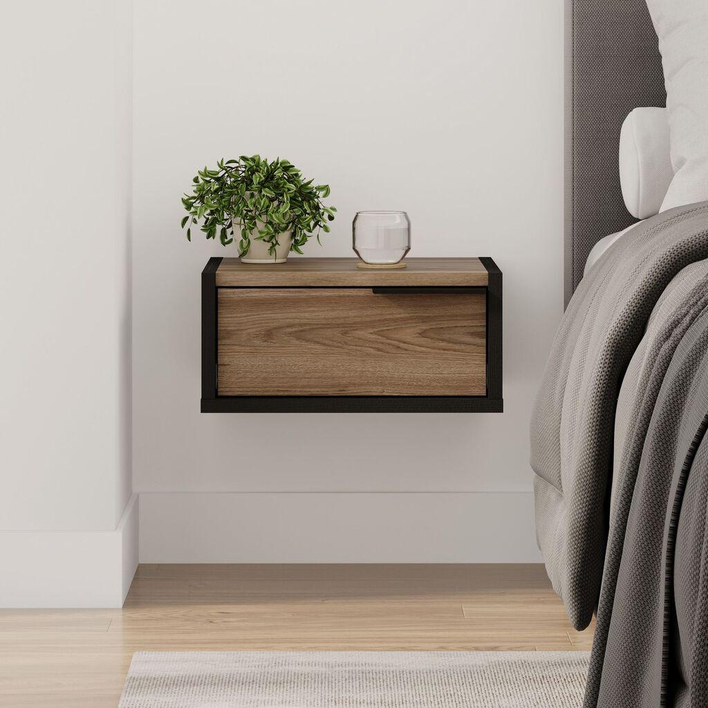 Hanah Home Noćni ormarić, 40x18,8x30cm, Crni