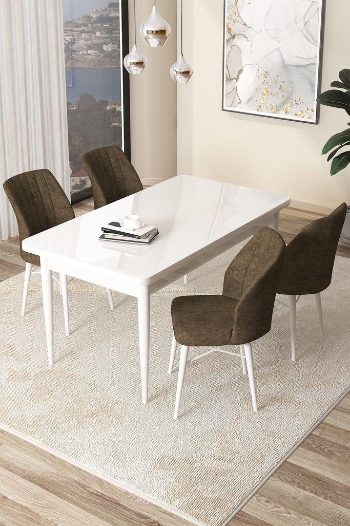 Hanah Home Set Trpezarijski sto i 4 stolice Arp, smeđe-bijela