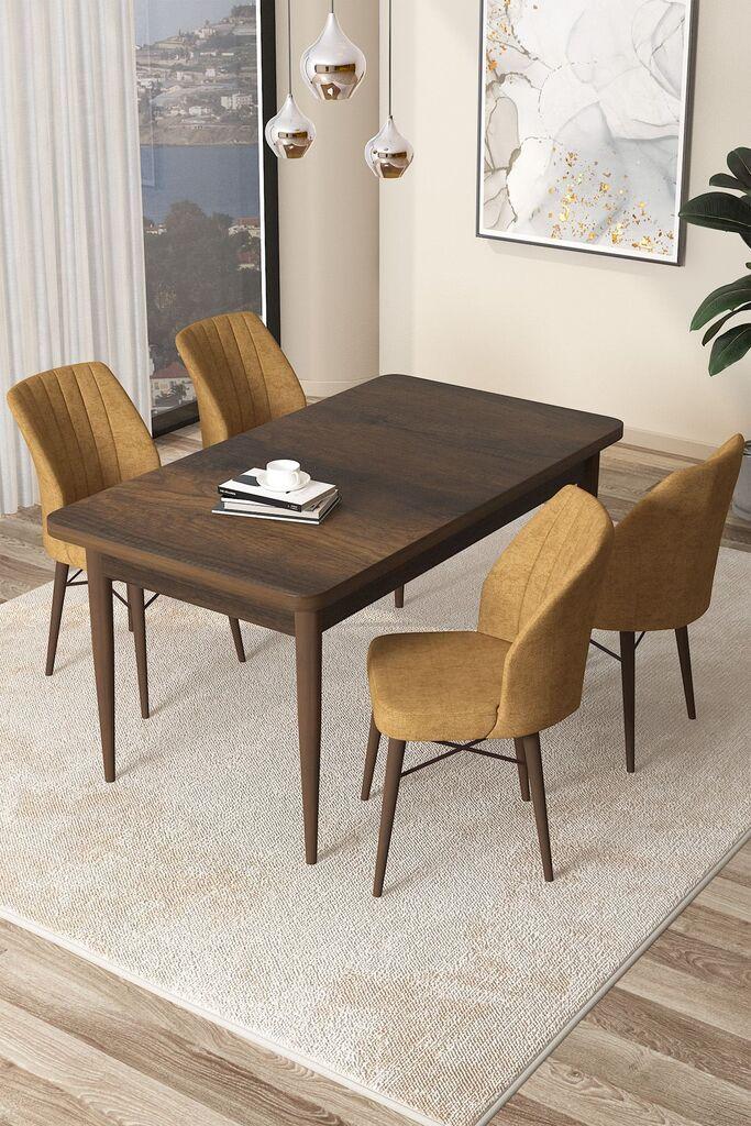 Hanah Home Set Trpezarijski sto i 4 stolice Arp, oker-smeđa