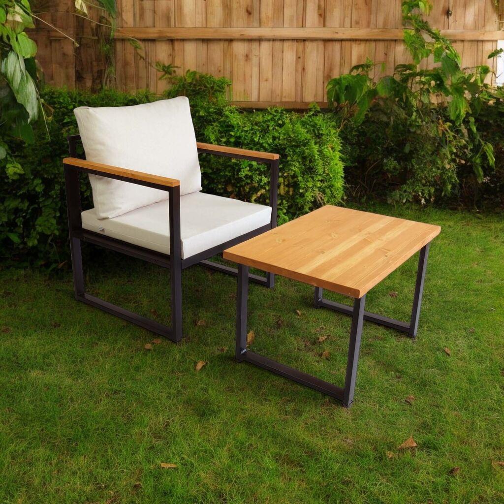 Hanah Home Vrtni set, Jednosjed i stolić za kavu, Bež