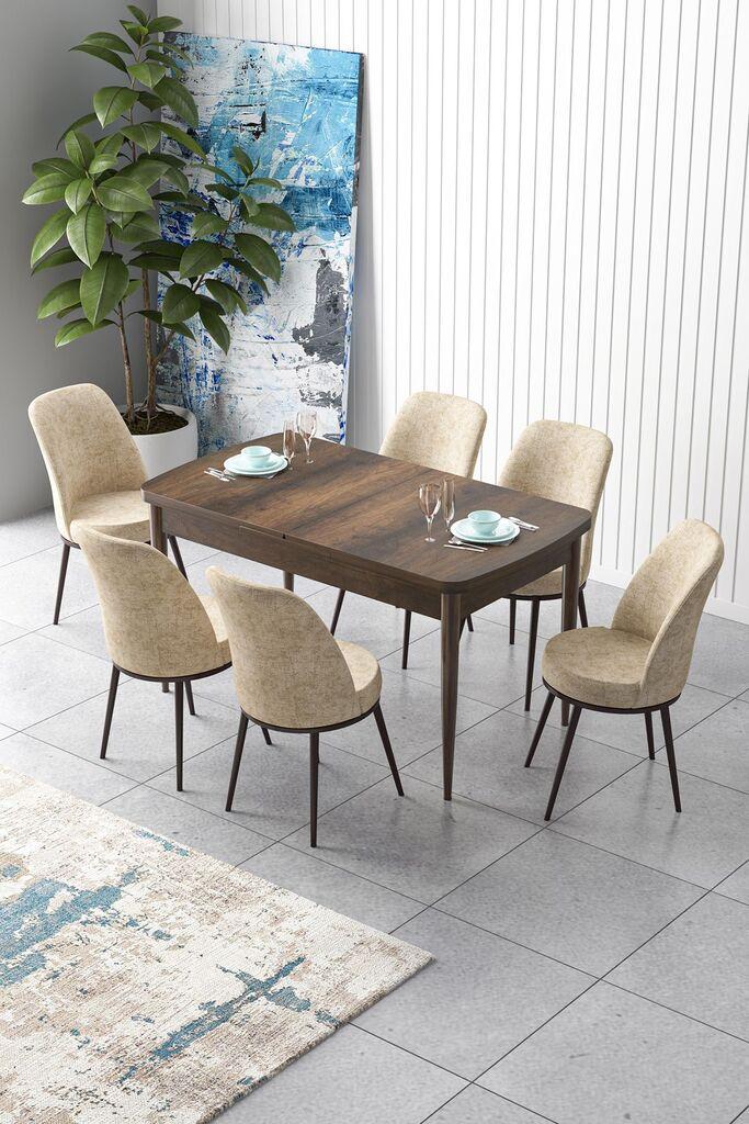 Hanah Home Set Trpezarijski sto i 6 stolica Zen, krem-smeđa