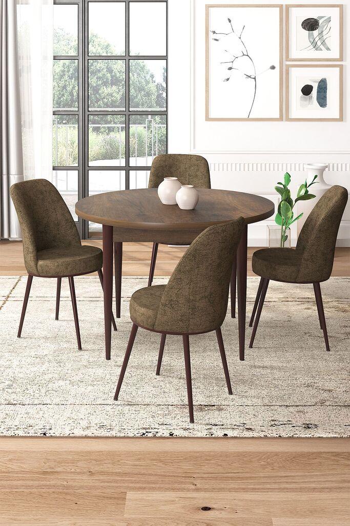 Hanah Home Set Trpezarijski sto i 4 stolice, Smeđa