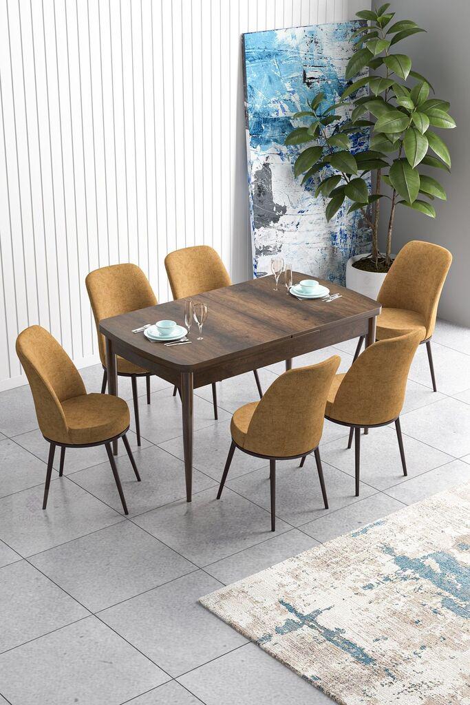 Hanah Home Set Trpezarijski sto i 6 stolica Han, oker-smeđa