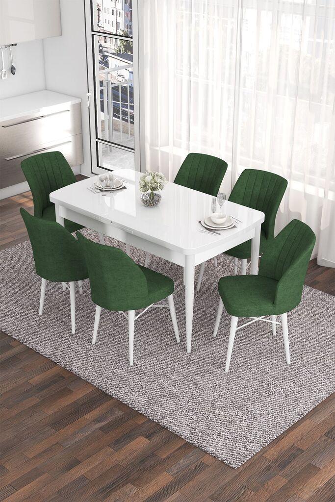 Hanah Home Set Trpezarijski sto i 6 stolica Eva, zelena i bijela