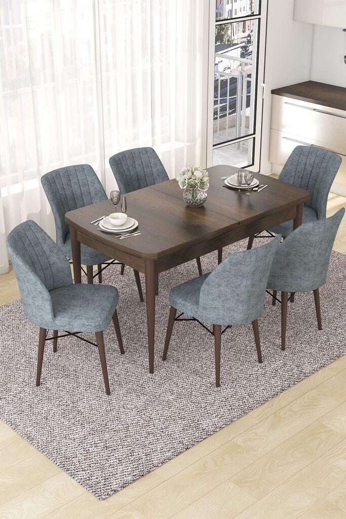 Hanah Home Set Trpezarijski sto i 6 stolica Nef, sivo-smeđa