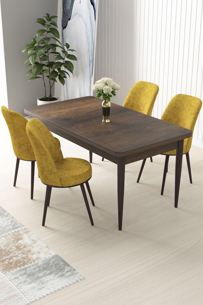 Hanah Home Set Trpezarijski sto i 4 stolice Nile, žuto-smeđa