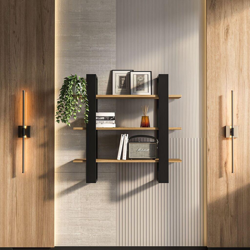 Hanah Home Zidna polica Suno, 90x90x22 cm, Crna